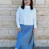 Vintage Satin Dream Skirt - Gray Blue