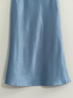 Vintage Satin Dream Skirt - Gray Blue