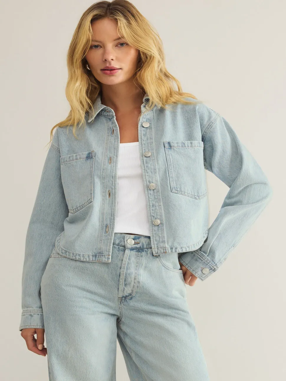 Z Supply All Day Cropped Denim Jacket - Faded Indigo