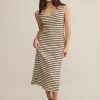 Z Supply Gisele Stripe Midi Dress - Sandshell
