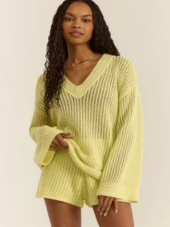 Z Supply Kiami Crochet Sweater - Limeade