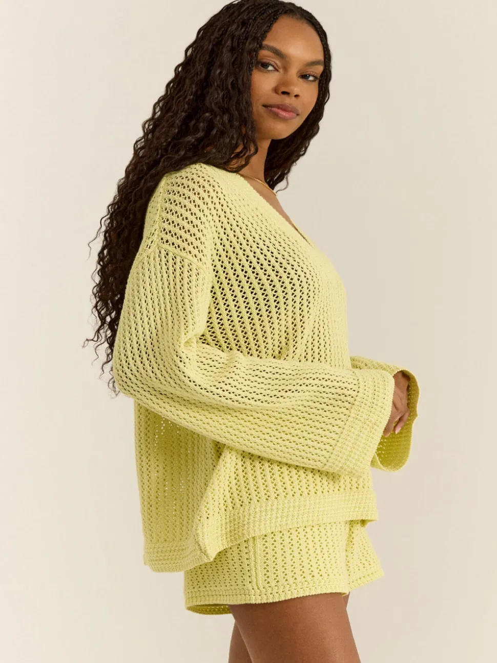 Z Supply Kiami Crochet Sweater - Limeade