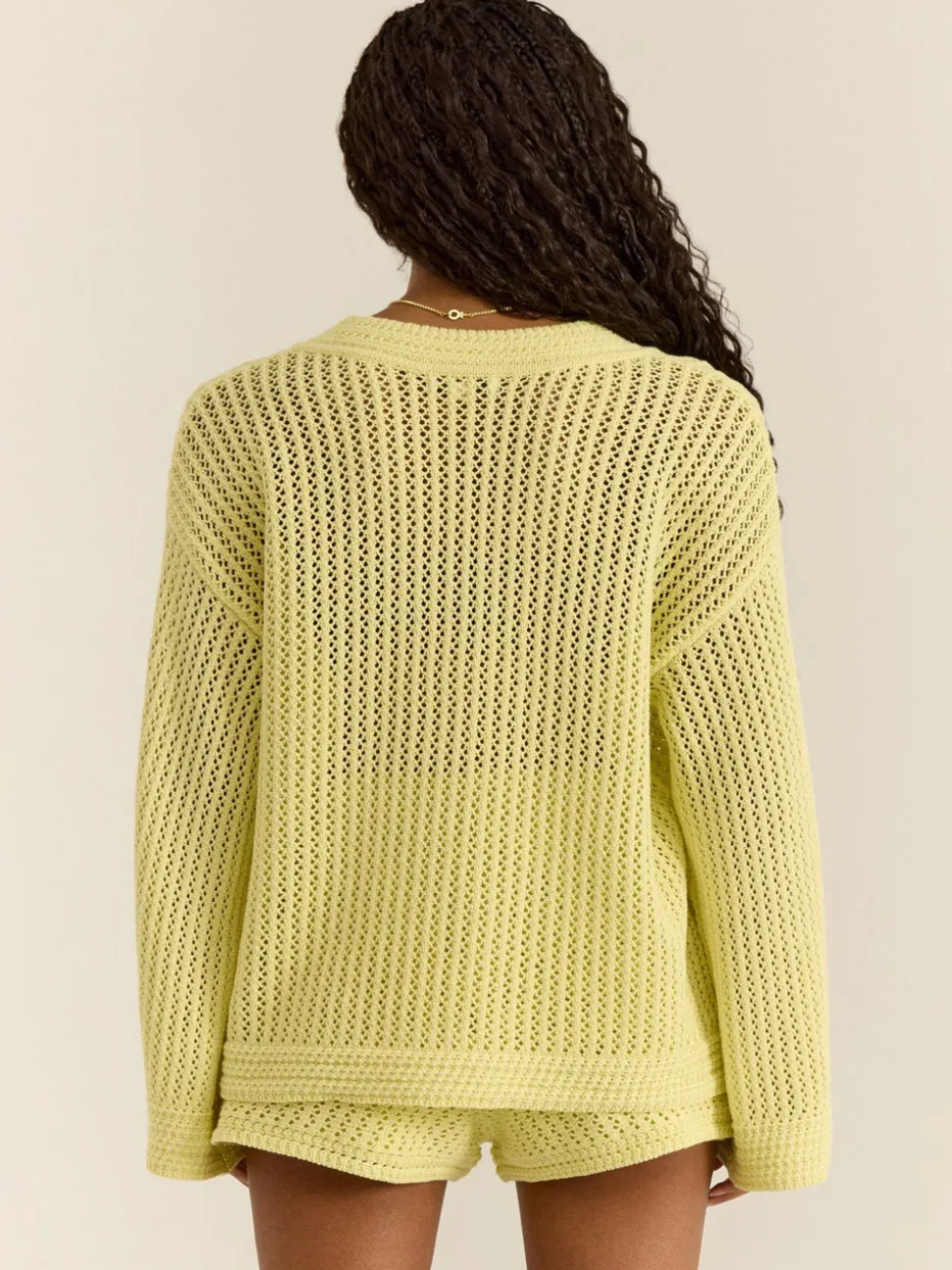 Z Supply Kiami Crochet Sweater - Limeade
