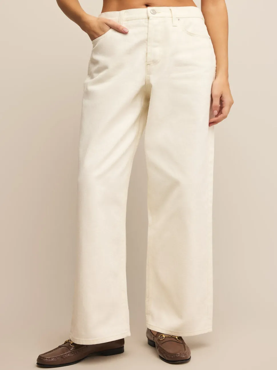 Z Supply Lou Denim Pants - Off White