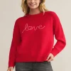 Z Supply Love Notes Boyfriend Sweater - Cherry