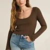 Z Supply Madeline Rib Top - Dark Chocolate