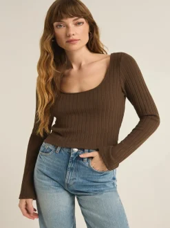 Z Supply Madeline Rib Top - Dark Chocolate