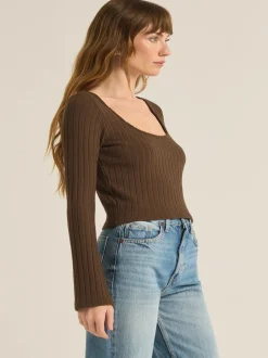 Z Supply Madeline Rib Top - Dark Chocolate