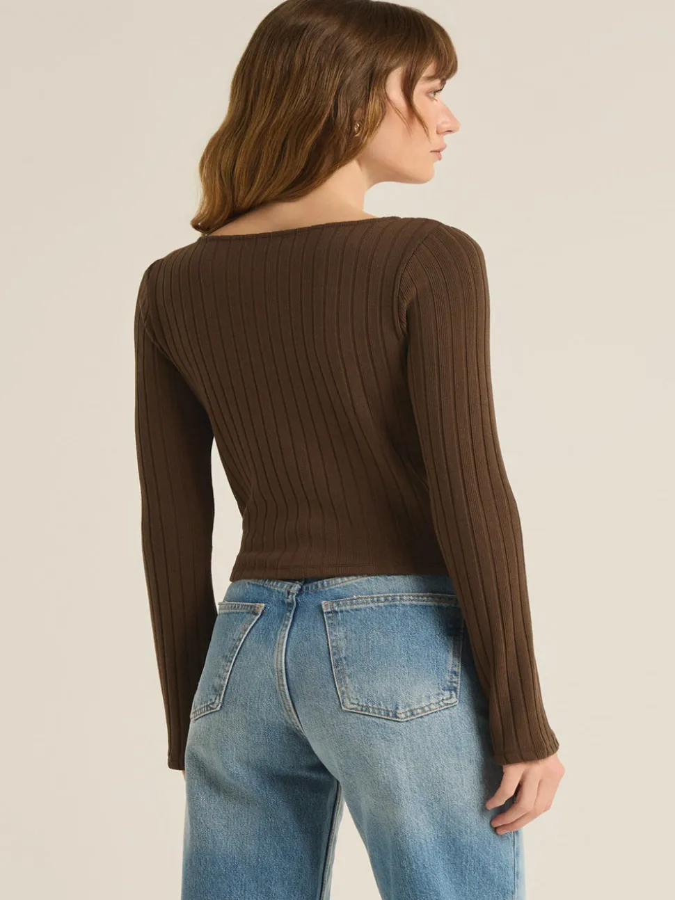 Z Supply Madeline Rib Top - Dark Chocolate
