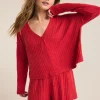 Z Supply Mara LS Cardigan Top - Haute Red