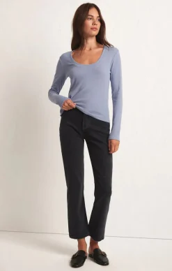 Z Supply Sirena Rib LS Tee - Stormy