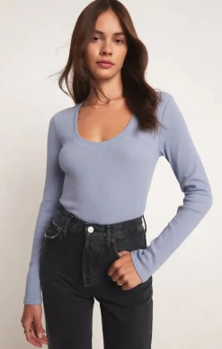 Z Supply Sirena Rib LS Tee - Stormy