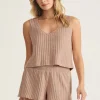 Z Supply Sloane V-Neck Rib Tank - Iced Coffee