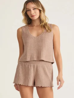 Z Supply Sloane V-Neck Rib Tank - Iced Coffee