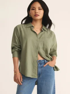 Z Supply The Perfect Linen Top - Avocado